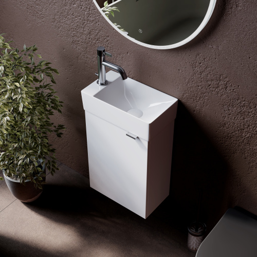 Тумба под раковину Sancos Mini MN35WL 36х21х50 подвесная цвет белый глянцевый - фото 4